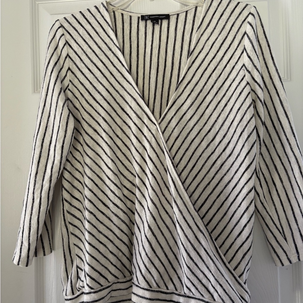 INC International Concepts Black and White Striped Top
